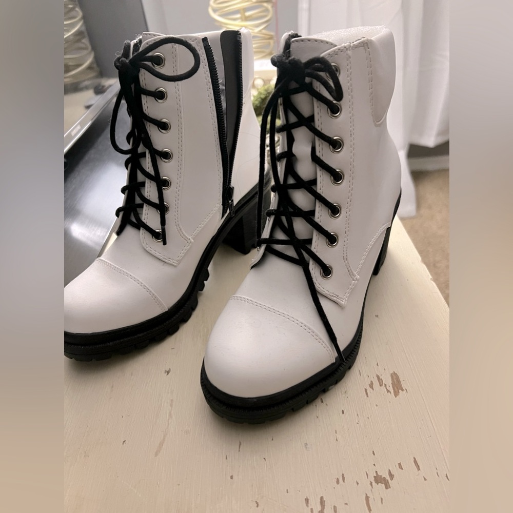 White combat boots